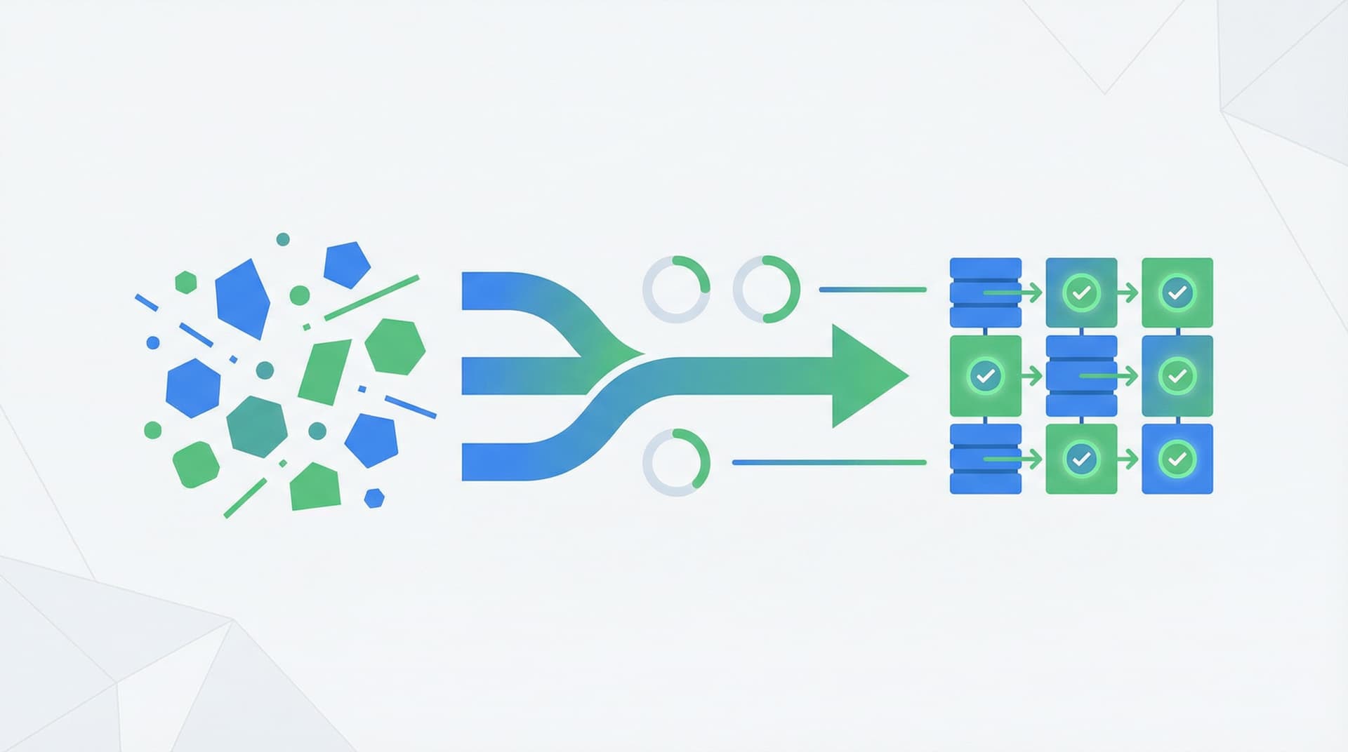 Diagram showing the step-by-step improvement of data quality in a business database