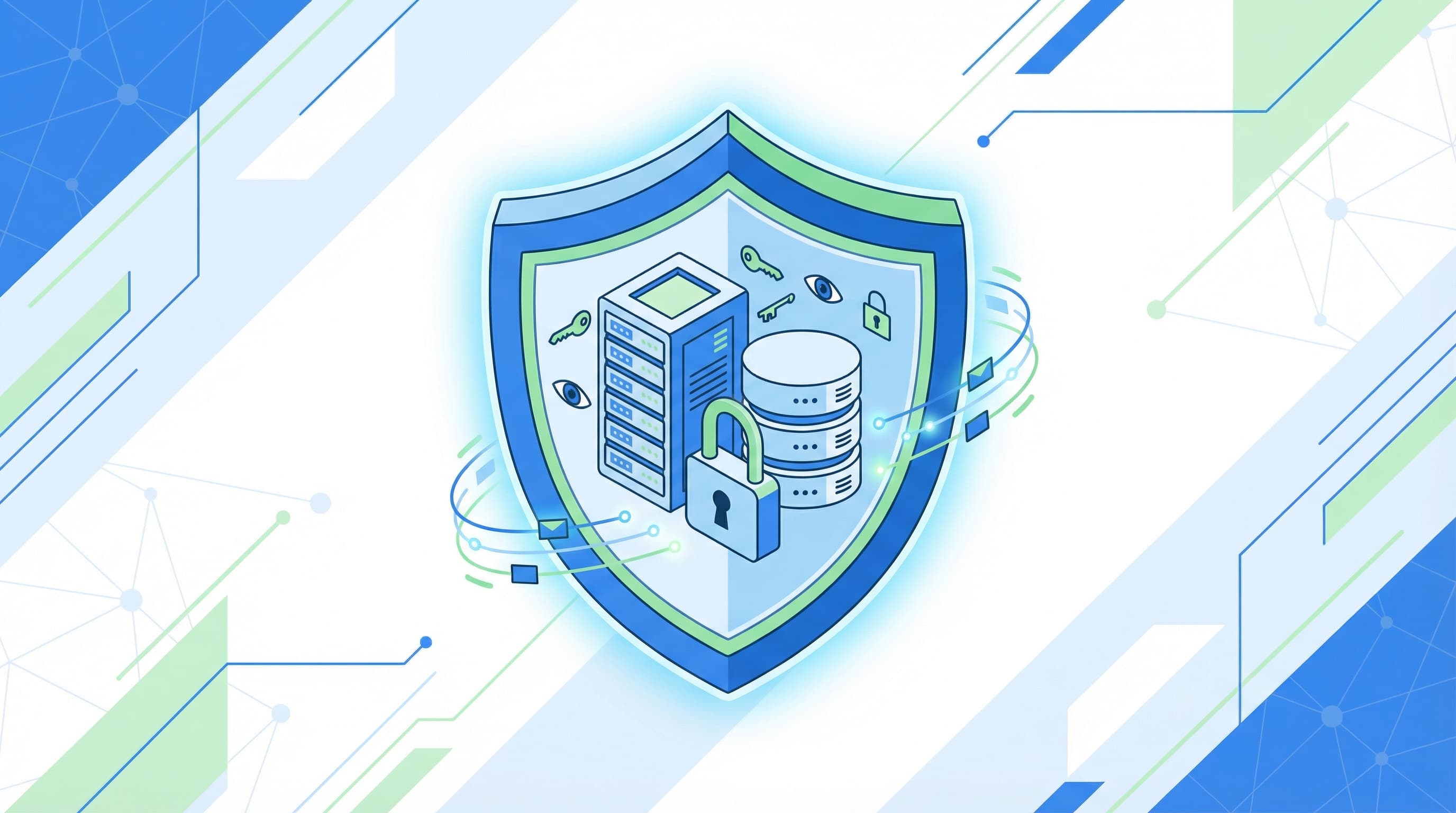 Protection symbol over a customer database with lock and data records