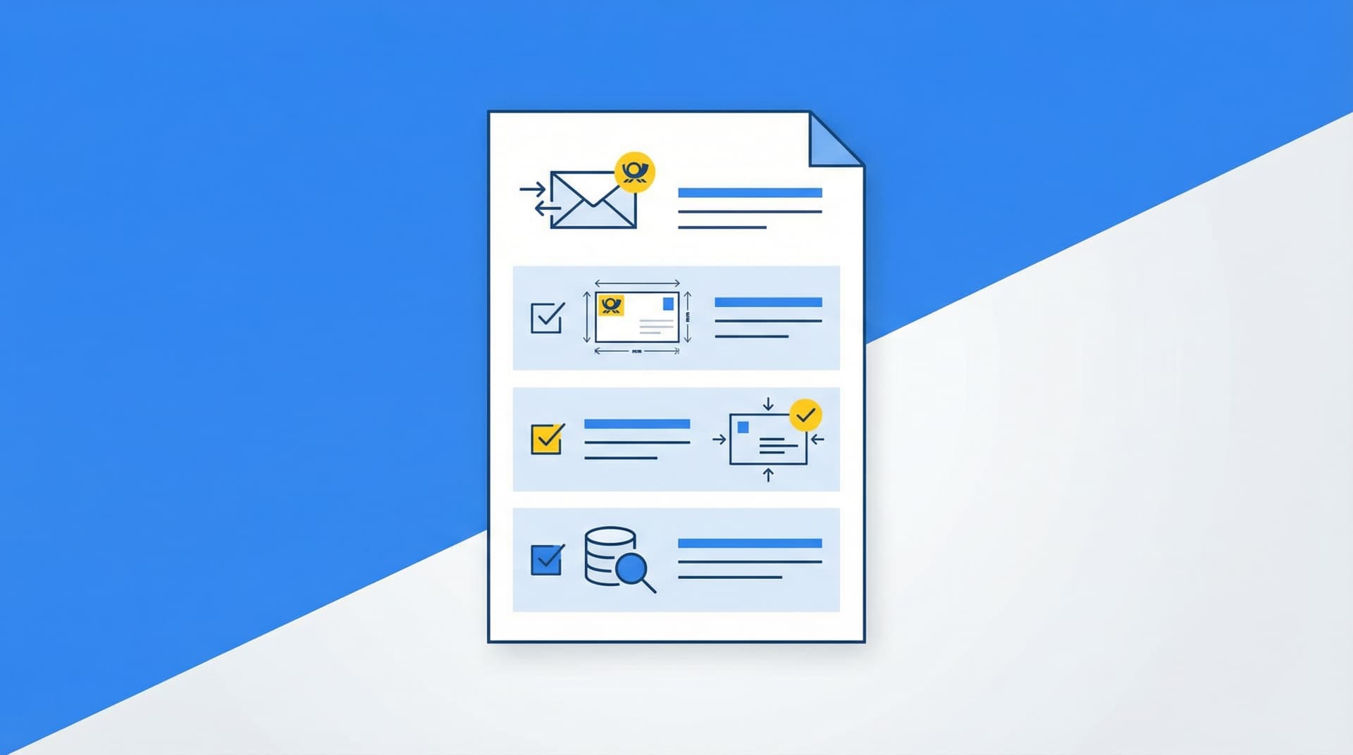 Checklist showing Dialogpost requirements for Deutsche Post bulk mailings