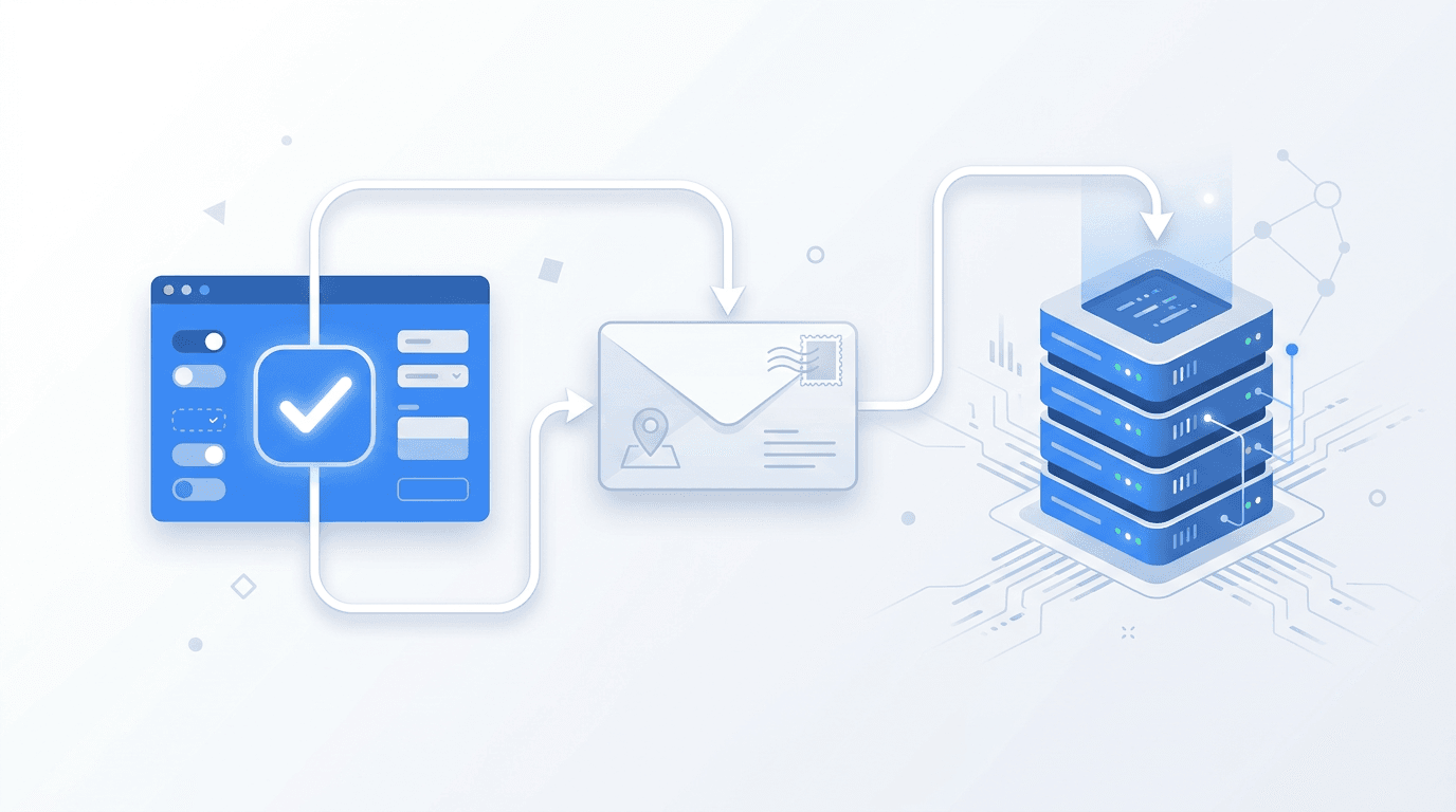 Schematische Darstellung eines Consent-Workflows mit Opt-in, Speicherung und Widerruf für Adressdaten in einer Datenbank
