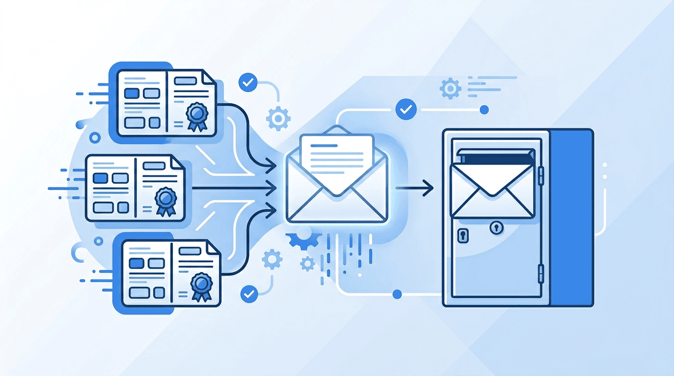 Drei Briefe an denselben Haushalt werden zu einem zusammengeführt