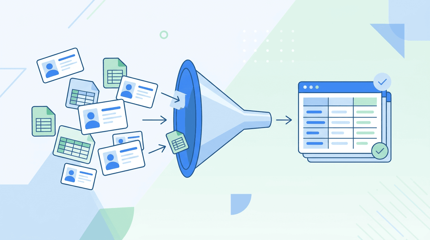 Schéma de fusion de données de contact provenant de plusieurs sources vers une base unifiée