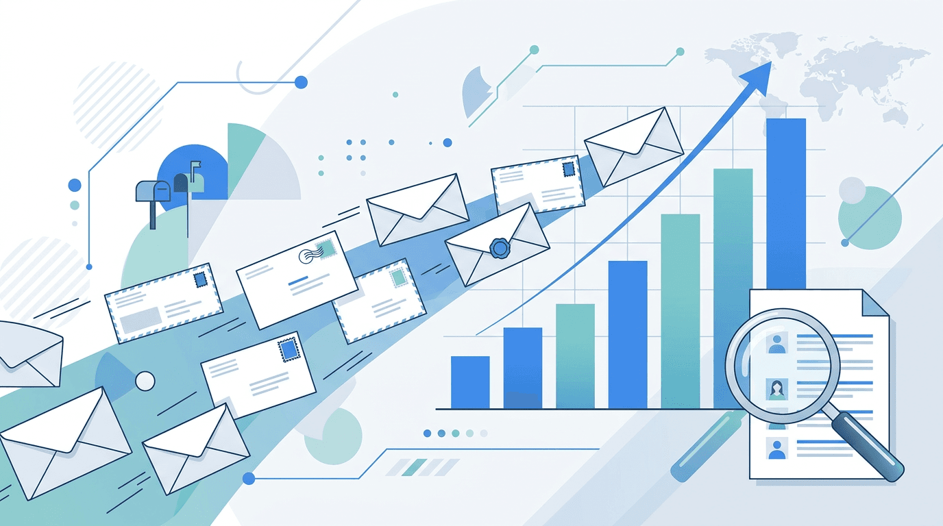 Responseoptimierung im Mailing: Diagramm mit steigender Antwortquote nach Datenbereinigung und Segmentierung